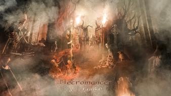 Necromancer cemetery dark death digital art wallpaper