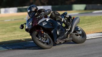 Suzuki gsx-r750 black helmets motorbikes roads wallpaper