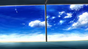 Blue scenic sky window panes wallpaper