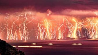 Greece clouds electric storm islands landscapes wallpaper