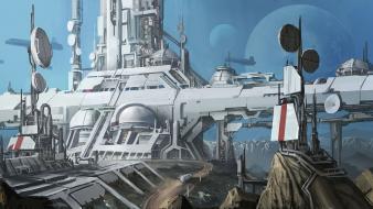 Artwork cityscapes digital art futuristic science fiction wallpaper