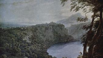 John robert cozens artwork fictional landscapes forests lakes wallpaper