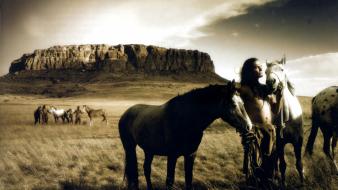 Native americans animals cowboys horses wallpaper