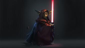 Star wars yoda dark side lightsabers wallpaper