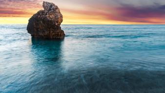 Beaches landscapes nature red sky rocks wallpaper