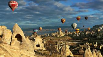 Cappadocia turkey hot air balloons nature wallpaper