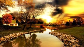 Clouds landscapes nature rivers sunlight wallpaper