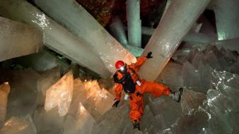 Mexico cave climber crystals giant