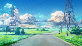 Arsenixc clouds power lines roads scenic wallpaper