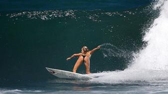Bikini nature sea sports surfing wallpaper