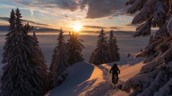 Clouds landscapes mountain bikes nature trees wallpaper