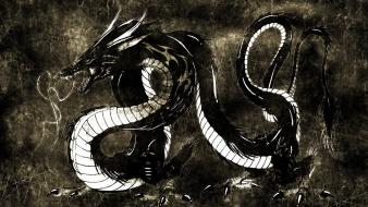 God asian art black dragon digital dragons wallpaper