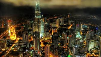 Kuala lumpur cityscapes long exposure night skyscrapers wallpaper