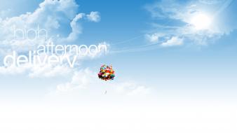 Afternoon balloons clouds skyscapes text wallpaper