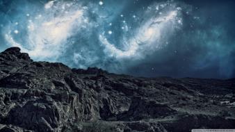 Artwork mountains nature outer space skies wallpaper