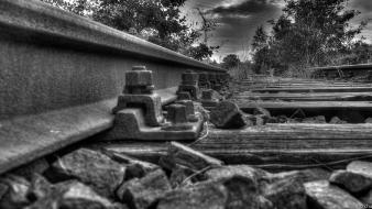 Hdr photography black and white railroad tracks railway wallpaper