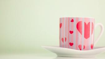 Hearts love mugs pink wallpaper