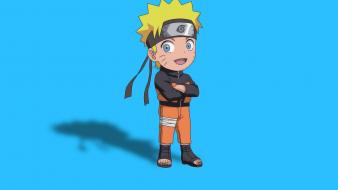 Naruto: shippuden uzumaki naruto blue background chibi wallpaper