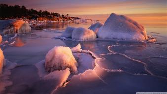 Sweden nature sea seasons winter wallpaper