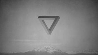 Gray grayscale impossible minimalistic mountains wallpaper