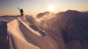 Mountains nami skiing snow sunset wallpaper