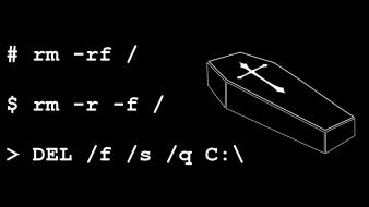 Dead geek trolling drive coffin computer code dos wallpaper