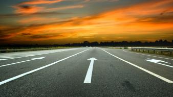 Highway roads skies wallpaper