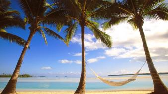 Nature beach cook islands hammock palm trees wallpaper