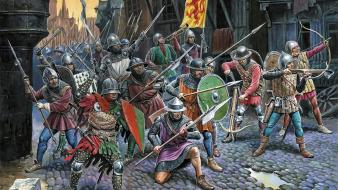 Paintings archers battles artwork medieval wallpaper