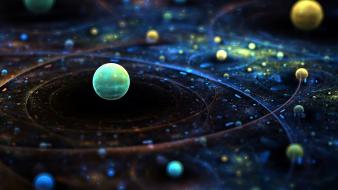 Planets sparkles balls shapes lines structure planetarium wallpaper