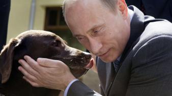 Vladimir putin a man with dog russians wallpaper