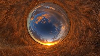 Abstract fields nature panorama circle wallpaper