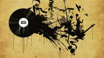 Digital art graffiti music sound vinyl wallpaper