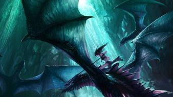 World of warcraft artwork brunettes dragons fantasy art wallpaper