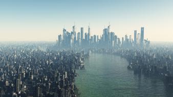 Cityscapes city skyline digital art futuristic landscapes wallpaper