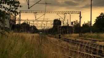 Hdr photography poland wrocław landscapes railroad tracks wallpaper