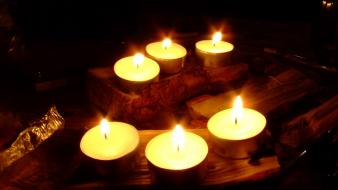 Black background candles fire nature tealight wallpaper