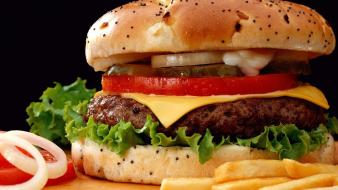 Cheeseburgers fast food french fries hamburgers wallpaper