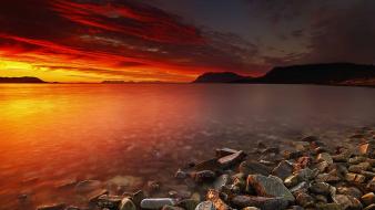 Hdr photography ocean rocks sunset wallpaper