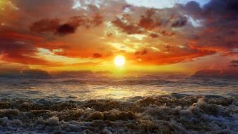 Sea sunset waves wallpaper