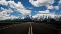 Roads grand teton national park skyscapes snowy wallpaper