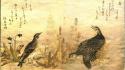 Birds japanese artwork pheasant wagtails kitagawa utamaro wallpaper