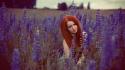 Women redheads lavender wallpaper