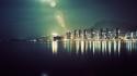 City lights cityscapes infrared photography night view reflections wallpaper