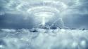 Clouds lightning bolts science fiction wallpaper