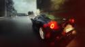 Ferrari motion blurred cars rain wallpaper