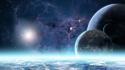 Abstract digital art outer space planets wallpaper