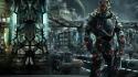 Armored suit dystopia futuristic police science fiction wallpaper
