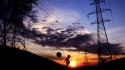 Balloons children electricity pole lonely playing wallpaper