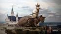 Hennessy neuschwanstein castle animals artwork cats wallpaper